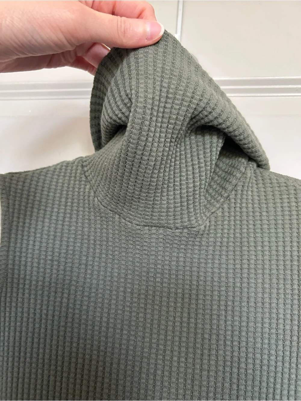 Stateside Olive Waffle Textured Sleeveless Turtleneck Midi Dress
